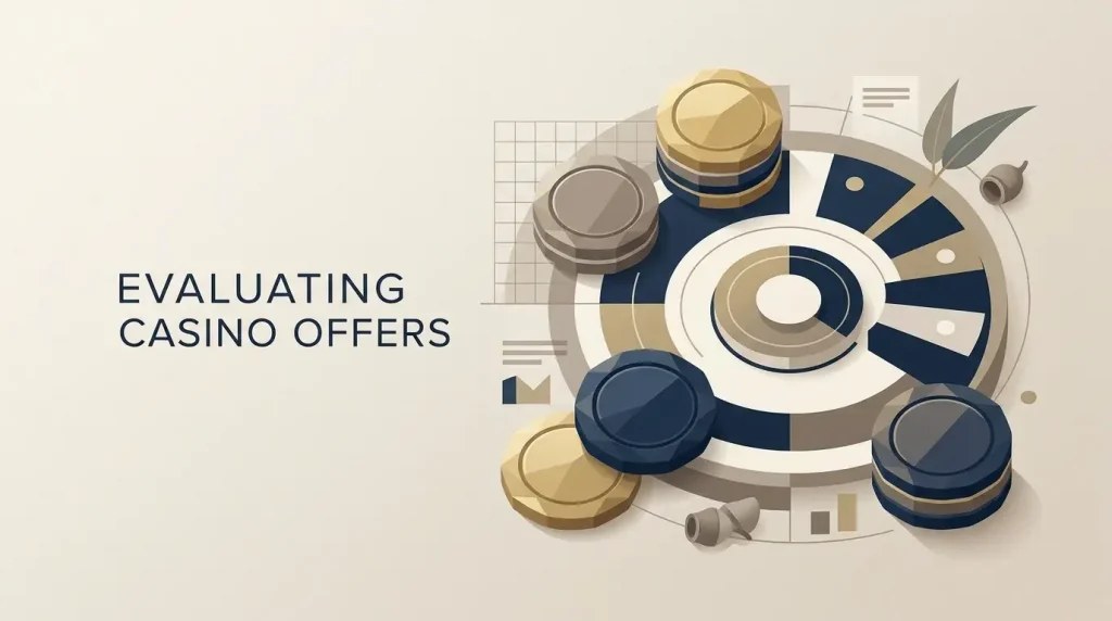 Editorial illustration of casino bonus tokens and free-spin symbols with an Australian context
